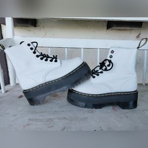 Dr. Martens 1460 Pascal Max Platform Boots Women's Size 7 White Pisa